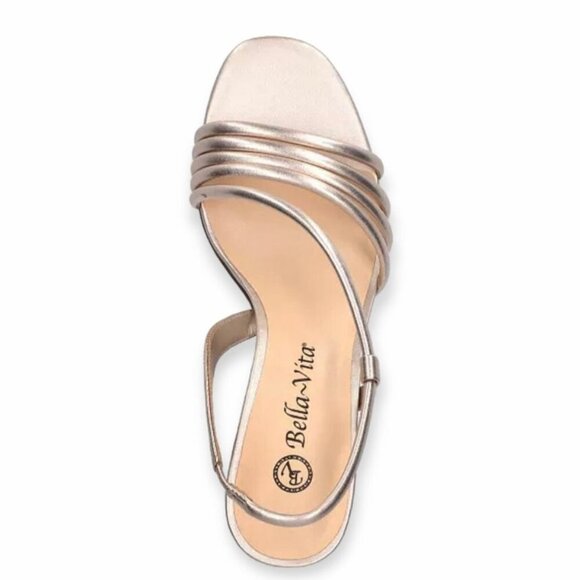 Bella~Vita ZARIAH Women's Block Heel Slingback Strappy Sandals Champange - Picture 6 of 8
